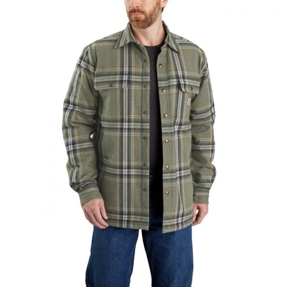 carhartt105430basilgreenflannelsherpalinedshirtjac 31