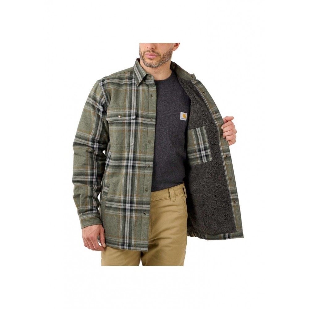 carhartt105430basilgreenflannelsherpalinedshirtjac 32