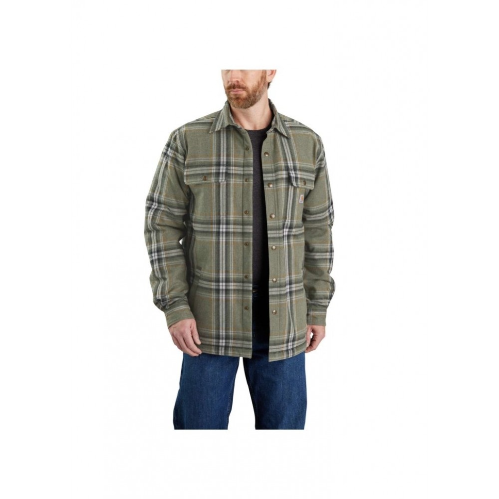 carhartt105430basilgreenflannelsherpalinedshirtjac 34