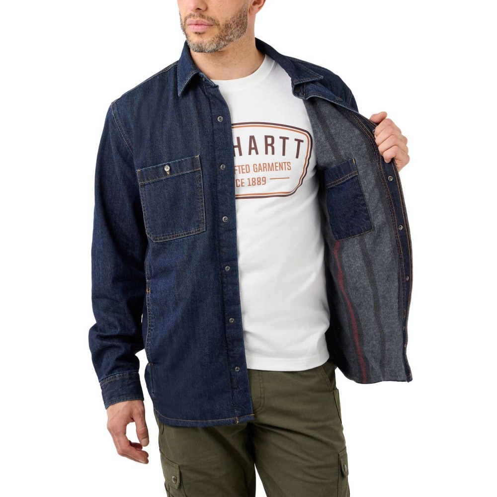 carharttdenimfleecelinedbluesnapfrontshirt 32